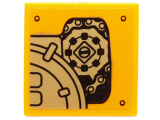 Lego Tile 2 x 2 with Mechanical Gears and Chains Pattern Model Right Side (Sticker) - Set 70227