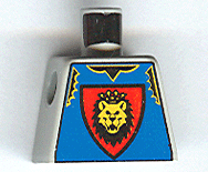 Lego Torso Castle Knights Kingdom Vest, Shield and Lion Head Pattern / Light Gray