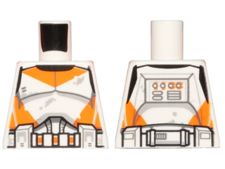 Lego Torso SW Armor Clone Trooper with Orange Markings and Dirt Stains Pattern / White