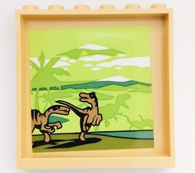 Lego Panel 1 x 6 x 5 with Palm Trees and Raptors / Dinosaurs Pattern on Inside (Sticker) - Set 75930