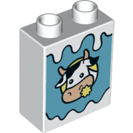 Lego Duplo Brick 1 x 2 x 2 with Cow Print