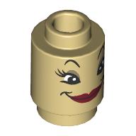 Lego Brick Round 1 x 1 Open Stud with Face, Dark Tan Eyeshadow, Dark Red Lips print (Babette) / Tan