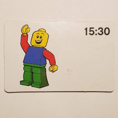 Lego Activity Card, Time-Teaching 24-Hour Clock 15:30 / [No Color/Any Color]