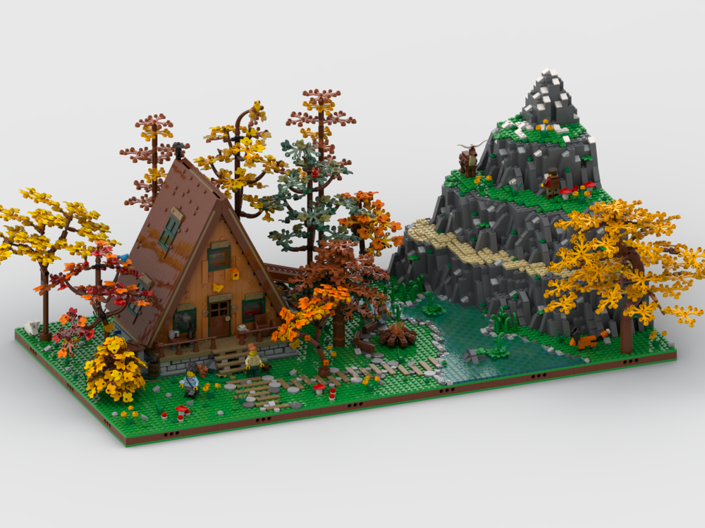 Lego Nature Diorama + Display for set 21338 A-Frame Cabin