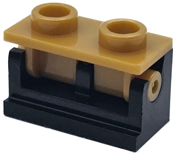 Lego Hinge Brick 1 x 2 with Pearl Gold Top Plate (3937 / 3938)
