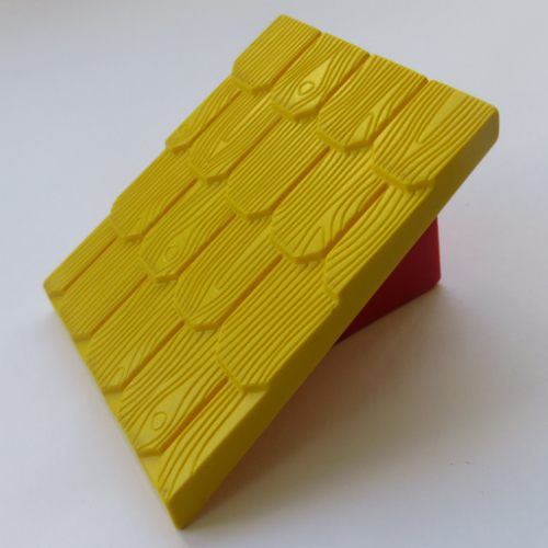 Lego Duplo Roofpie﻿ce Slope 30 4 x 4 Shingle﻿d with a Red Base﻿﻿ / Yellow