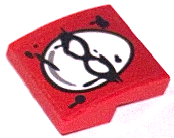Lego Slope, Curved 2 x 2 x 2/3 with White Egg with Black Goggles and Paint Splotches Pattern (Sticker) - Set 60315 / Red