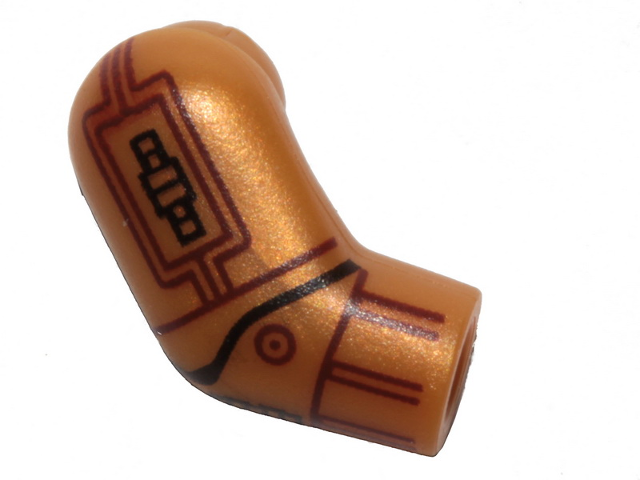Lego Arm, Right with SW C-3PO Reddish Brown and Black Lines and Shapes Pattern