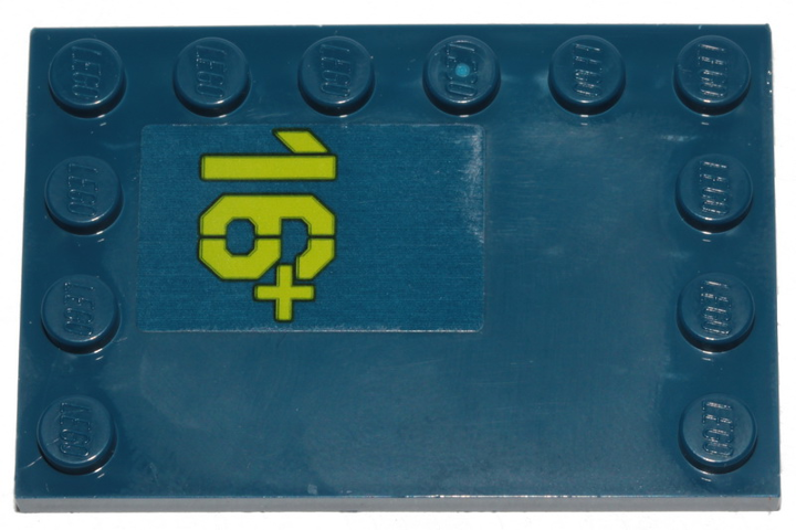 Lego Tile, Modified 4 x 6 with Studs on Edges with Lime '16+' Pattern Model Left Side (Sticker) - Set 70839