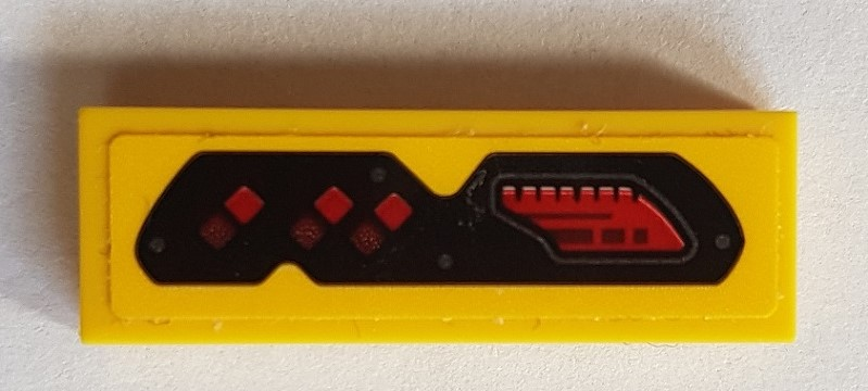 Lego Tile 1 x 3 with Red Level Meter Pattern (Sticker) - Set 76086 / Yellow
