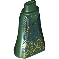 Lego Minidoll Hips and Full Length Skirt with Laces, Gold Decorations, Dark Blue Plaid Print / Dark Green