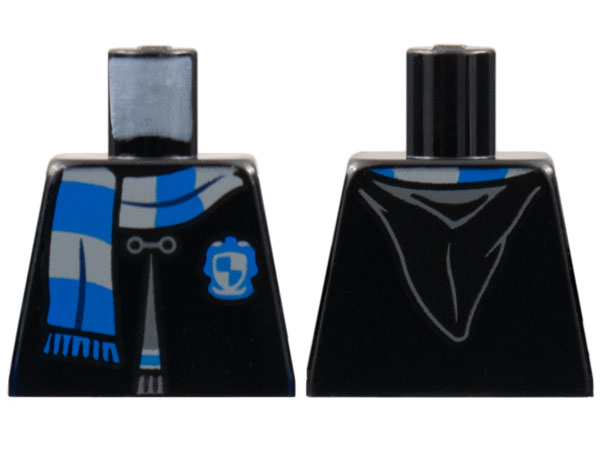Lego Torso Hogwarts Robe Clasped with Ravenclaw Shield and Scarf Pattern / Black