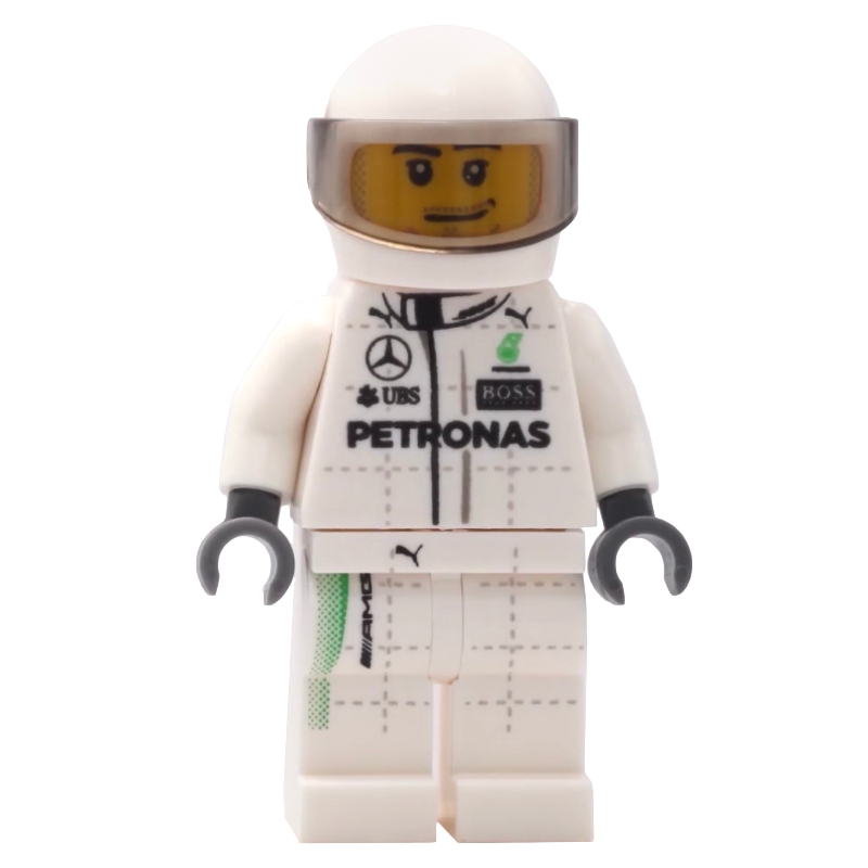 Lego Race Driver, White Torso, White Legs, White Helmet, Mercedes