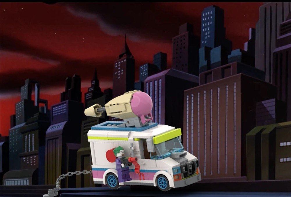 Lego 60314 Joker's Ice cream truck modifications