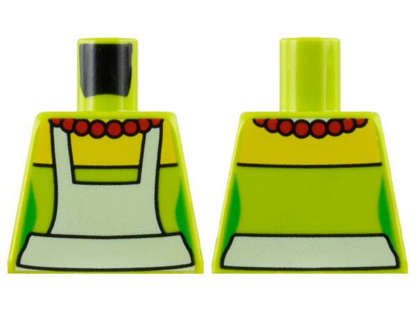 Lego Torso Simpsons Dress with White Apron and Red Necklace Pattern / Lime