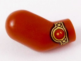 Lego Arm, Right with Gold Bracelet with Red Stone Pattern / Dark Red