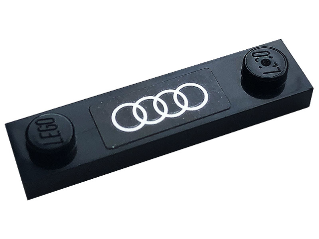 Lego Plate, Modified 1 x 4 with 2 Studs without Groove with Audi Logo Pattern (Sticker) - Set 76897