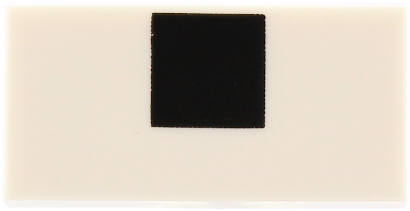 Lego Tile 1 x 2 with Black Square Offset Pattern (Minecraft Baby Wolf Nose) / White