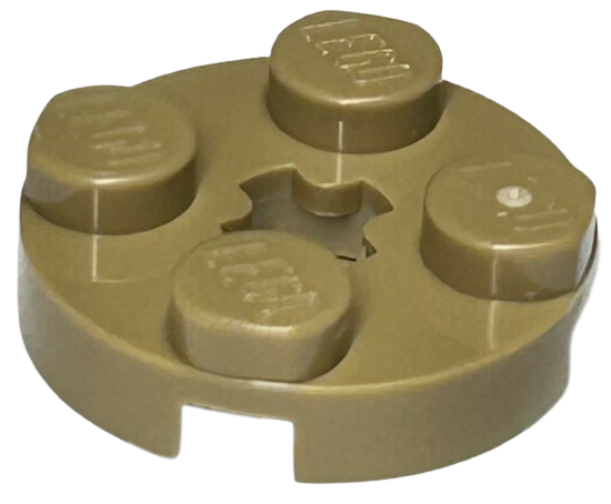 Lego Plate, Round 2 x 2 with Axle Hole / Dark Tan