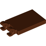 Lego Tile Special 2 x 3 with 2 Clips without Tab between Clips / Reddish Brown