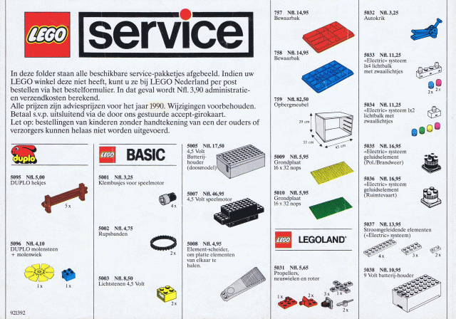 Lego 1990 Medium Service Packs Dutch (921392-NL)
