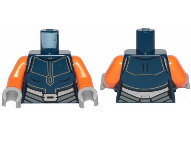 Lego Torso SW Ahsoka Jumpsuit with Silver Belt Pattern / Orange Arms / Light Bluish Gray Hands