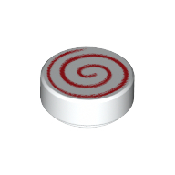 Lego Tile Round 1 x 1 with Red Spiral Print