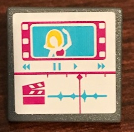 Lego Road Sign 2 x 2 Square with Open O Clip with Woman on TV Screen Pattern (Sticker) - Set 41134