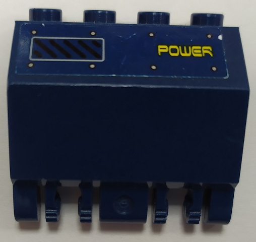 Lego Panel 2 x 4 x 3 1/3 with Double Locking 2 Fingers Hinge with 'POWER' and Panel Pattern Model Right Side (Sticker) - Set 8636