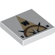 Lego Tile 2 x 2 with Compass West 'W' in Tan Pointer Print