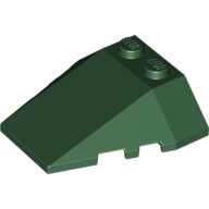 Lego Brick Wedged, Sloped 4 x 4 Triple, Stud Notches / Dark Green