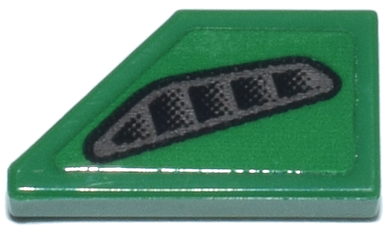 Lego Tile, Modified 1 x 2 Wedge Right with Black and Dark Bluish Gray Air Vent Pattern (Sticker) - Set 76925