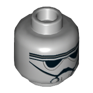 Lego Minifig Head AT-DP Pilot / Imperial Driver, Goggles and Breathing Mask Print / Light Bluish Gray