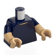 Lego Torso, Dual Molded Arms with Shirt, Pocket, Medium Azure Kangaroo Print, Dark Blue Sleeves Pattern, Warm Tan Arms and Hands / Dark Blue