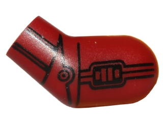 Lego Arm, Left with SW C-3PO Droid Pattern / Dark Red
