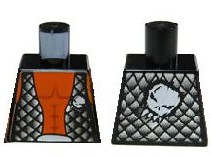 Lego Torso Alien with Orange Skin and Black Open Vest with Alien Head on Front and Back Pattern / Black
