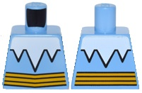 Lego Torso White Icicles Collar and Bright Light Orange Belt Pattern (Captain Cold) / Medium Blue