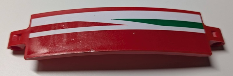 Lego Technic, Panel Curved 3 x 13 with Green and Red Tapered Stripes on White Background Pattern Model Left Side (Sticker) - Set 42125