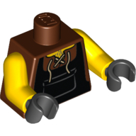 Lego Torso Apron and Front Lace Up Shirt Print (Blacksmith), Yellow Arms, Black Hands