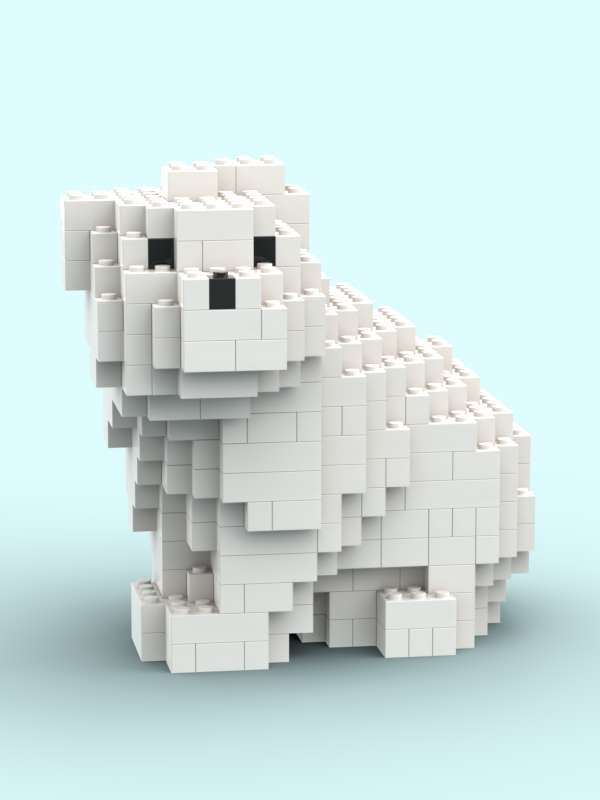 Lego Miniture Polar bear sculpture - Sitting