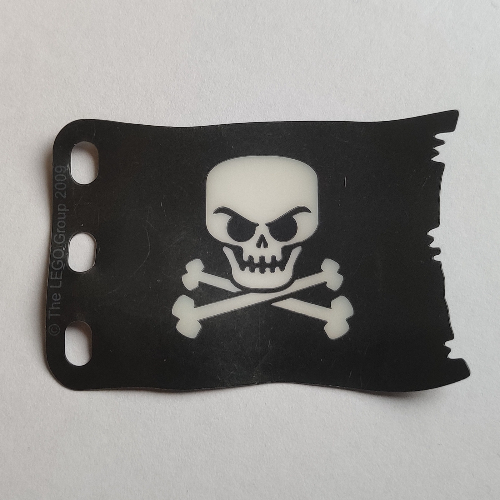 Lego Flag 7 x 4 with Pirate Skull and Crossbones Print / Black