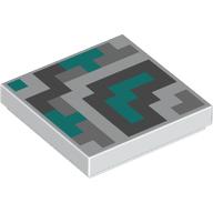 Lego Tile 2 x 2 with Dark Turquoise, Dark, Light Bluish Grey Pixelated Shapes Print