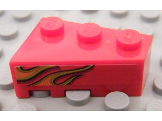 Lego Wedge 3 x 2 Right with Dual Orange Flame Pattern Model Left Side (Sticker) - Set 8484