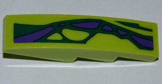 Lego Slope, Curved 4 x 1 with 2 Green Scales and 6 Purple Scales Pattern Model Left (Sticker) - Set 9455