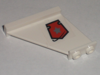Lego Tail 4 x 1 x 3 with Upside Down Space Police 3 Badge Pattern on Right Side (Sticker) - Set 5971 / White