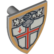 Lego Shield Triangular with Red Cross and Helmet Print / Light Bluish Gray