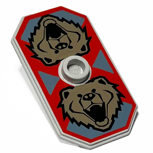 Lego Shield Rectangular with Stud, Knights Kingdom Santis Bear Print (Non-Sticker)