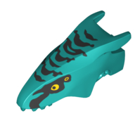 Lego Creature Body Part, Banshee Head with Dark Green Marking, Bright Light Orange Eyes Print