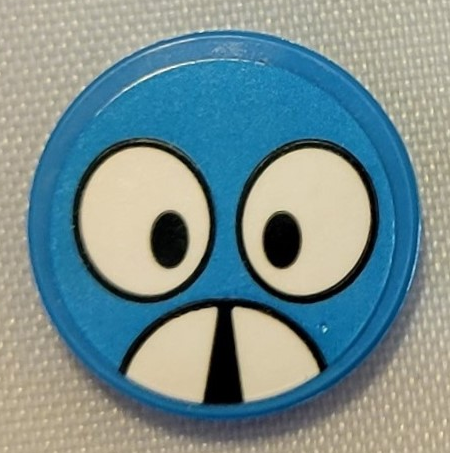Lego Tile, Round 2 x 2 with Bottom Stud Holder with White Eyes and Mandibles Pattern (Sticker) - Set 21331 (Sonic the Hedgehog Moto Bug Face)