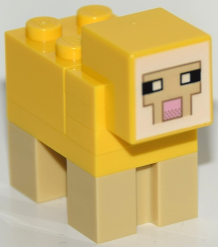 Lego Minecraft Sheep, Yellow (Yellow Plate 2 x 3) - Brick Built